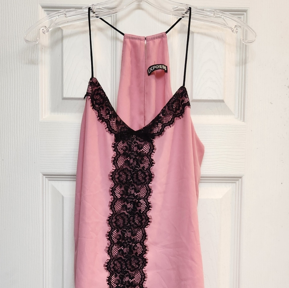 EUC Express Pink w/ Black Lace Cami